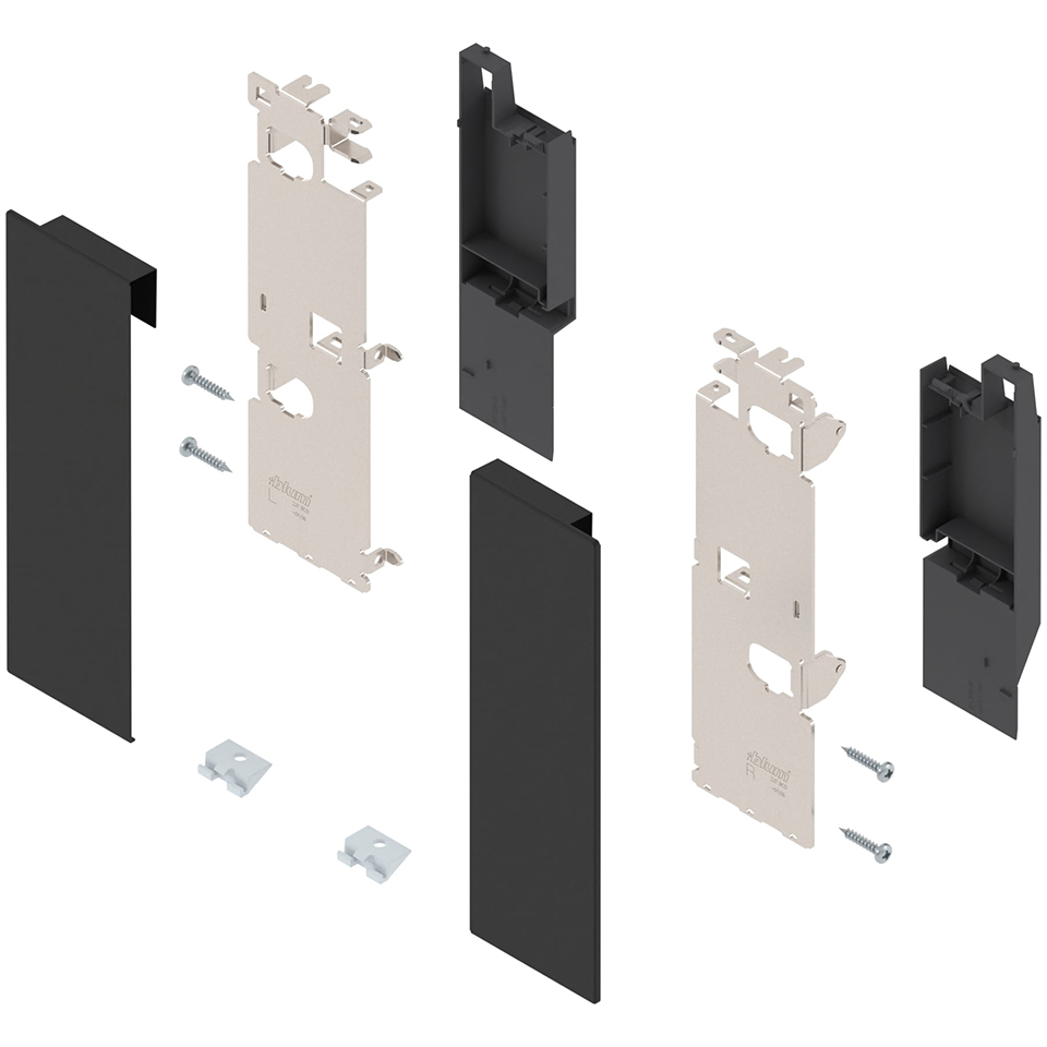 BLUM ZI7.3CS0 Legrabox, čelní příchyty vnitřní zásuvky C pro reling, černá