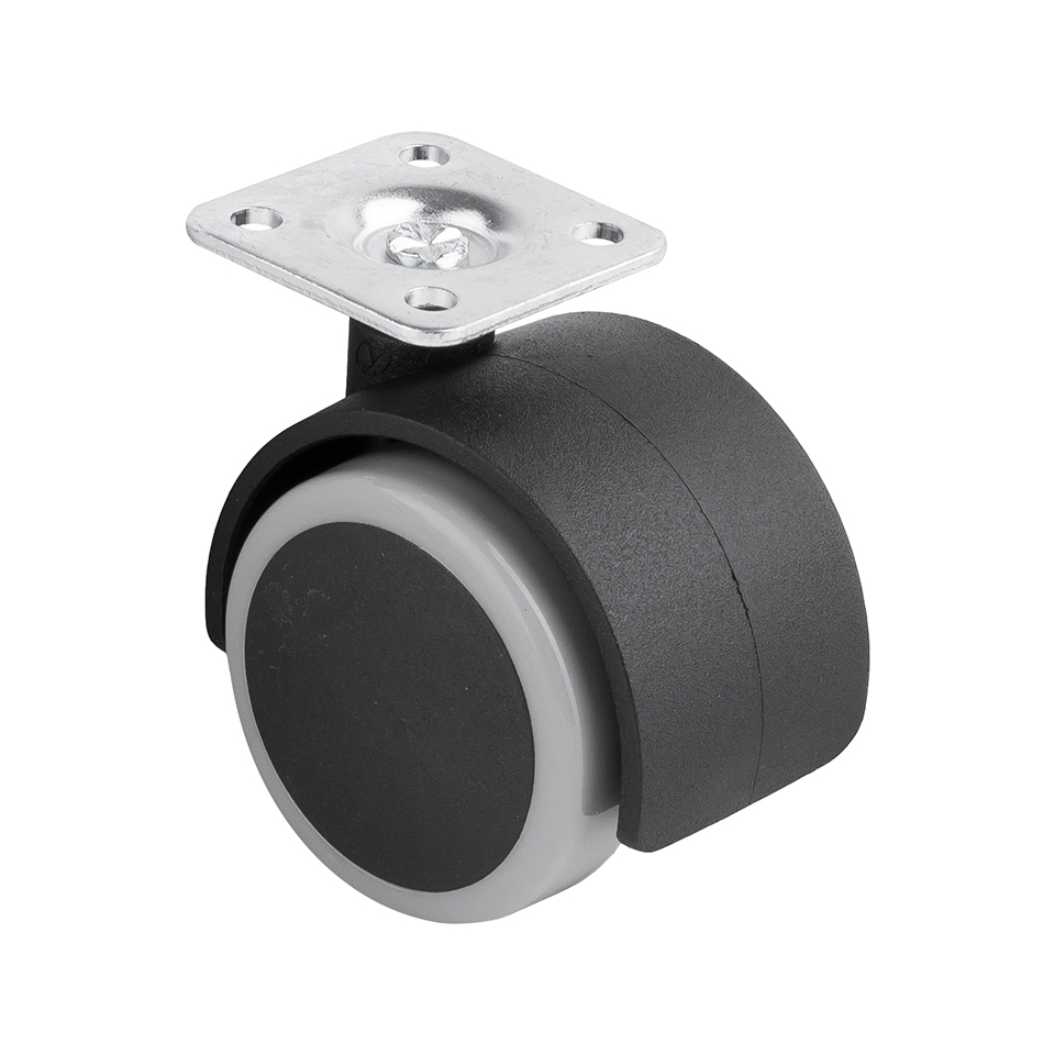 StrongCastors kolečko s měkčeným běhounem průměr 50mm s plotničkou šedá