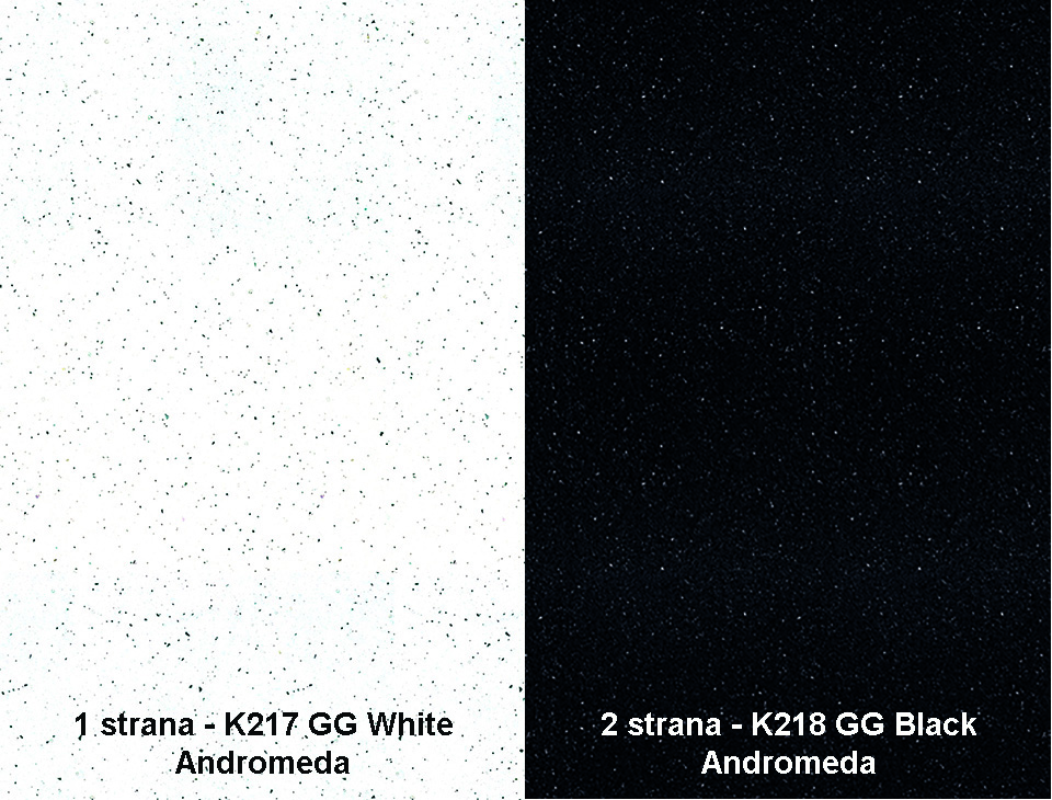 Zástěna White Andromeda K217 GG/ Black Andromeda K218 GG 4100 x 640 x 10mm