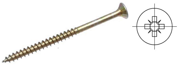 Vrut PZ 6x90/60 zápustná hlava zinek žlutý PZ3, částečný závit