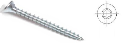 StrongFix Vrut TX 4x45 zápustná hlava zinek bílý T20