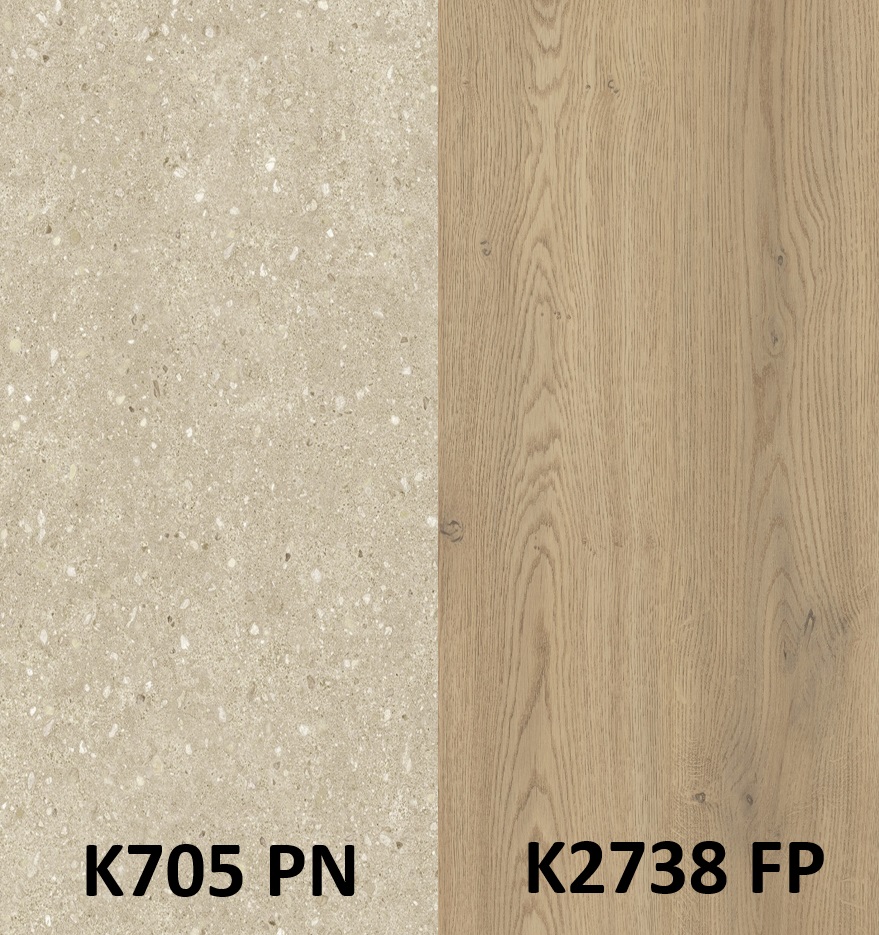 Zástěna Kamenný písek K705 PN/ Torro dub Cremona K2738 FP 4100 x 640 x 10mm