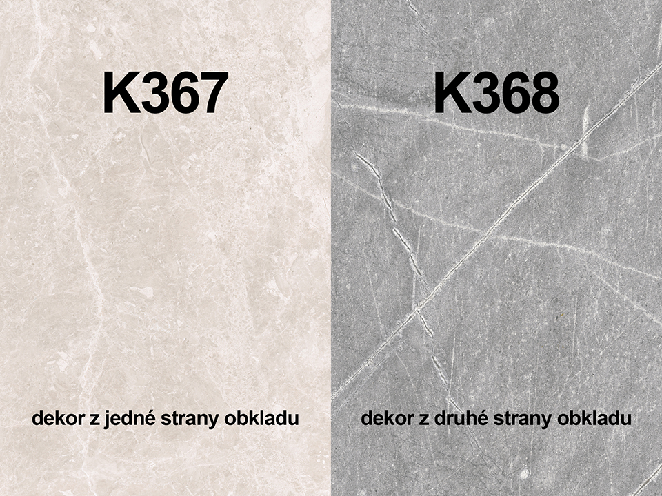 Zástěna navona krémová K367 PH/mramor atlantický šedý K368 PH 4100 x 640 x 10mm