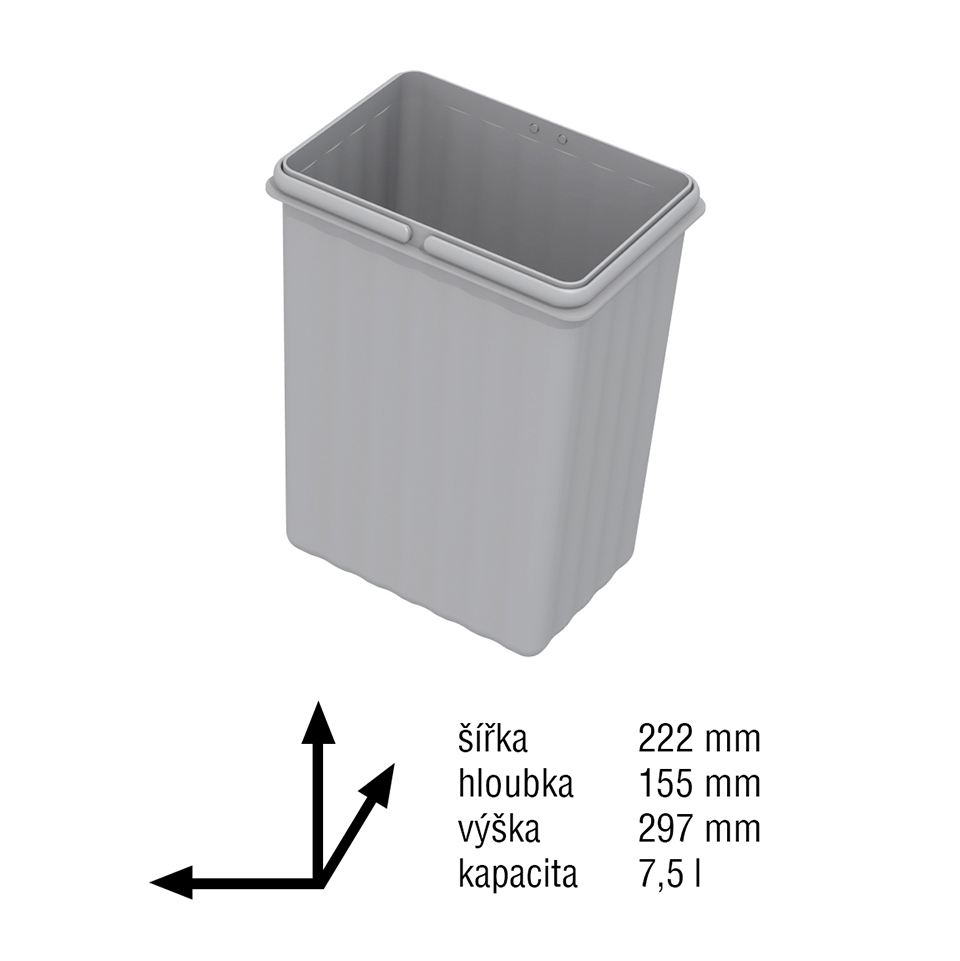 GOLLINUCCI Příslušenství náhradní koš pro Sistema 900 a Linea 580 1x7,5l šedá