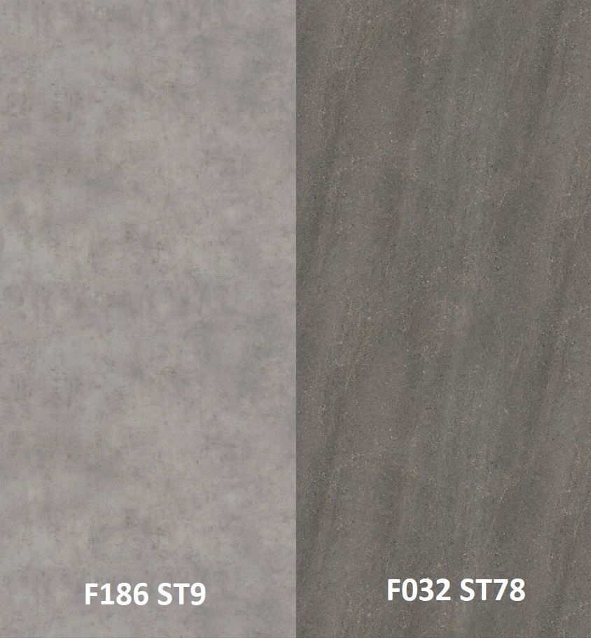 Zástěna granit cascia šedý F032 ST78/beton chicago světle šedý F186 ST9 4100 x 640 x 9,2mm