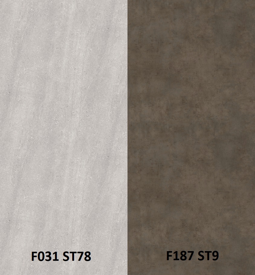Zástěna granit cascia světle šedý F031 ST78/beton chicago tmavě šedý F187 ST9 4100 x 640 x 9,2mm