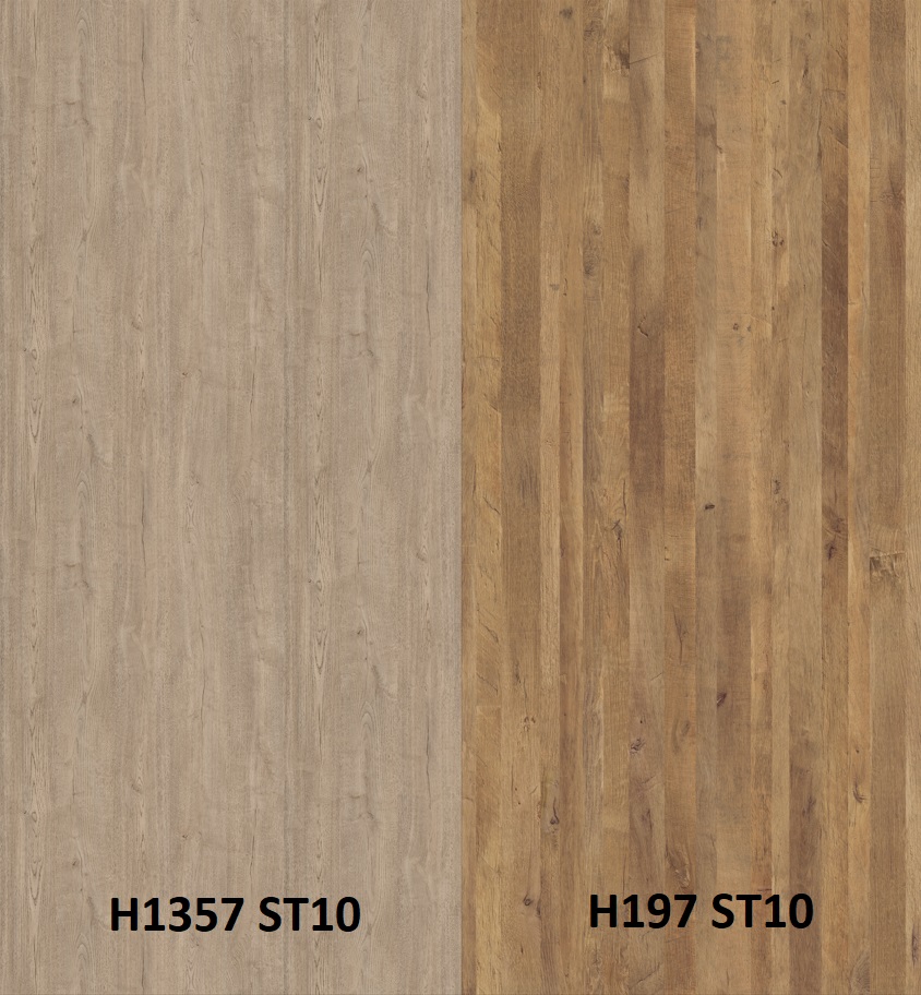 Zástěna dub spree šedobéžový H1357 ST10/dřevo vintage přírodní H197 ST10 4100 x 640 x 9,2mm