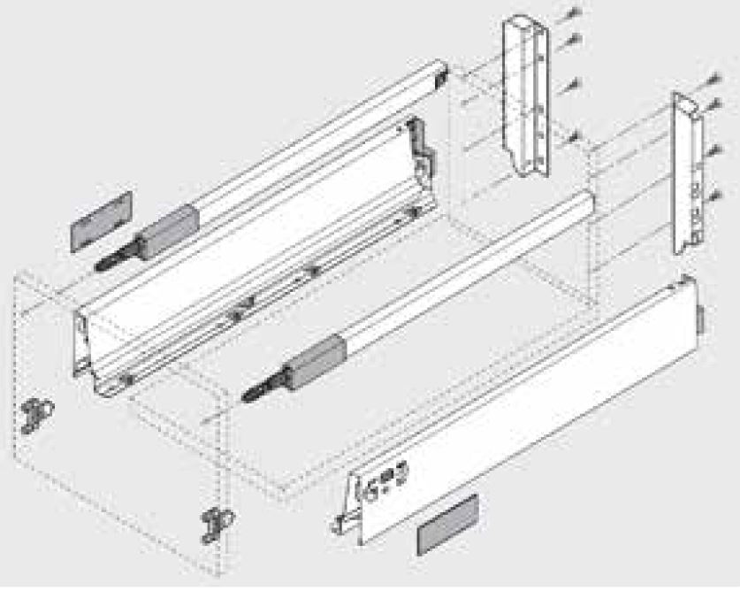 BLUM sada Antaro D 450 mm/30 kg, Blumotion/TOB, bílá SW