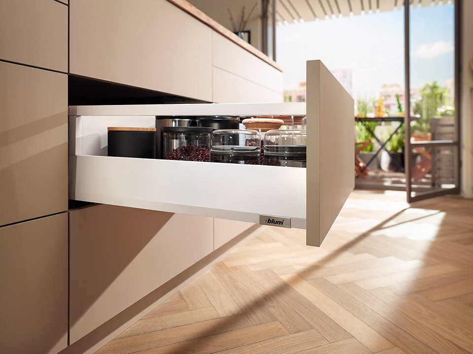 BLUM Merivobox, zásuvka E reling 500mm/40kg, bílá, Inserta