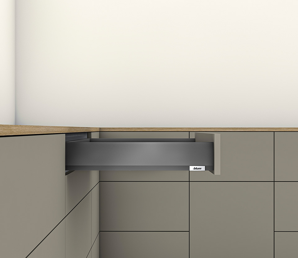 BLUM Merivobox, zásuvka M 500mm/40kg, tmavě šedá OG, Inserta