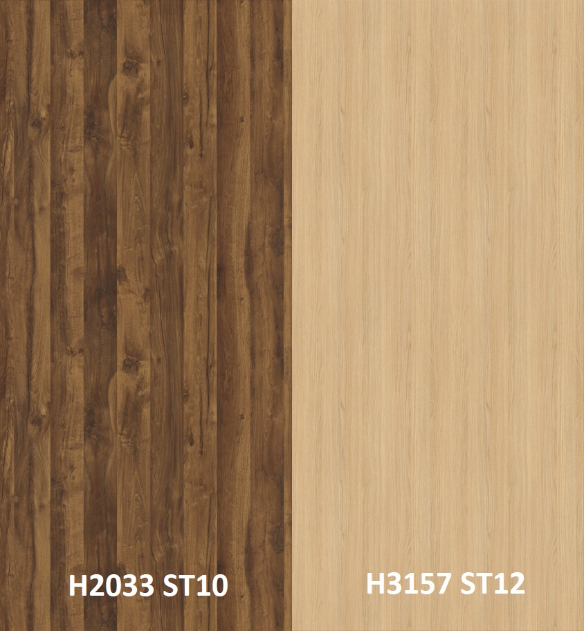 Zástěna dub vicenza H3157 ST12/dub hunton tmavý H2033 ST10 4100 x 640 x 9,2mm