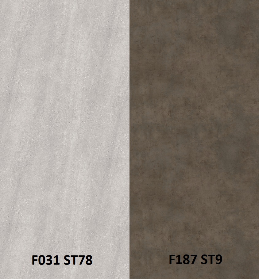 Zástěna granit cascia světle šedý F031 ST78/beton chicago tmavě šedý F187 ST9 4100 x 640 x 9,2mm